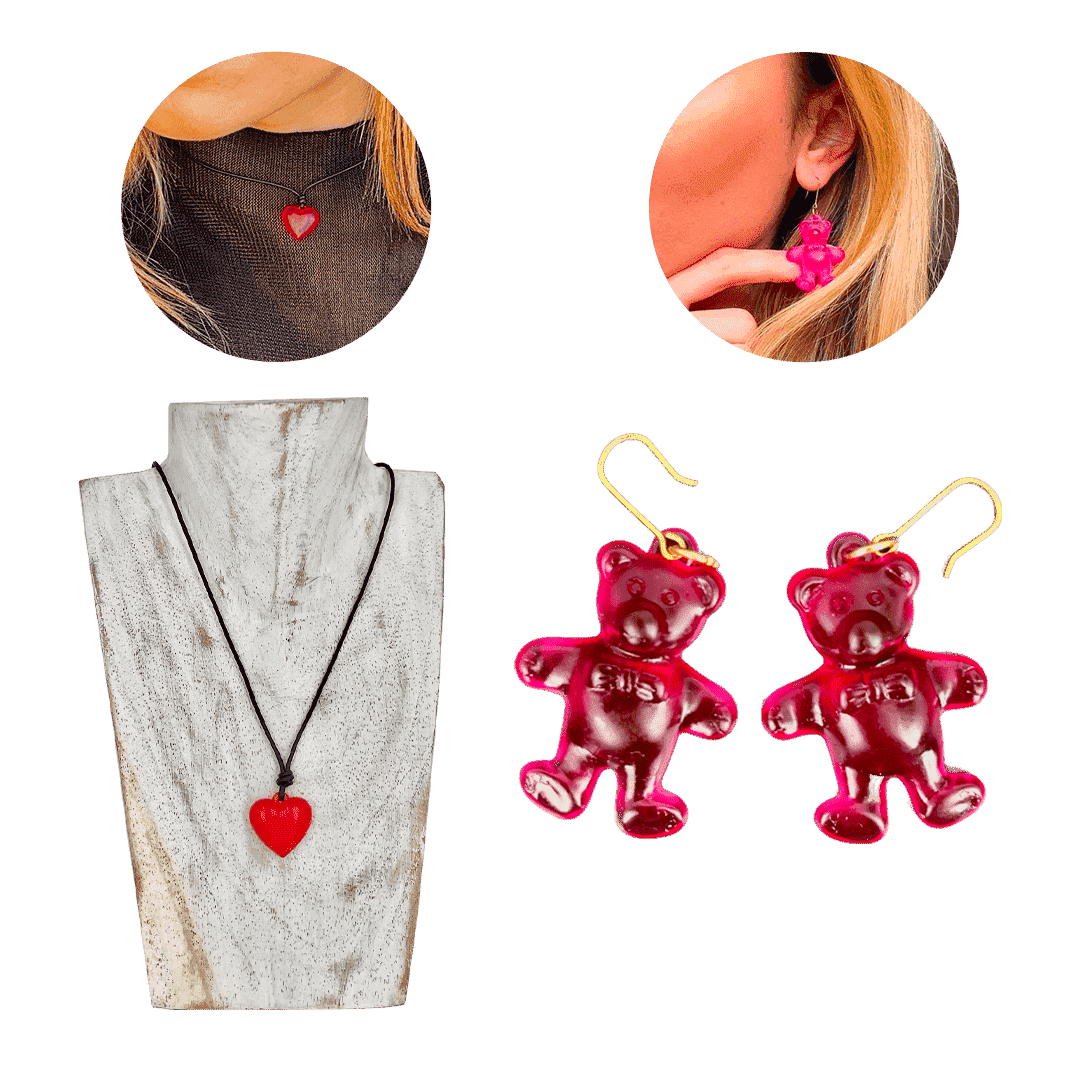 Ciondolo Cupido con Orecchini Teddy Bear